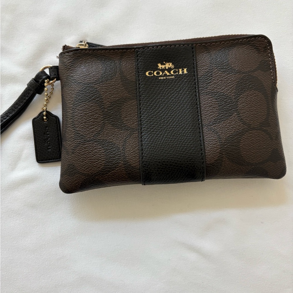 Coach Signature Brown and Black Pouch